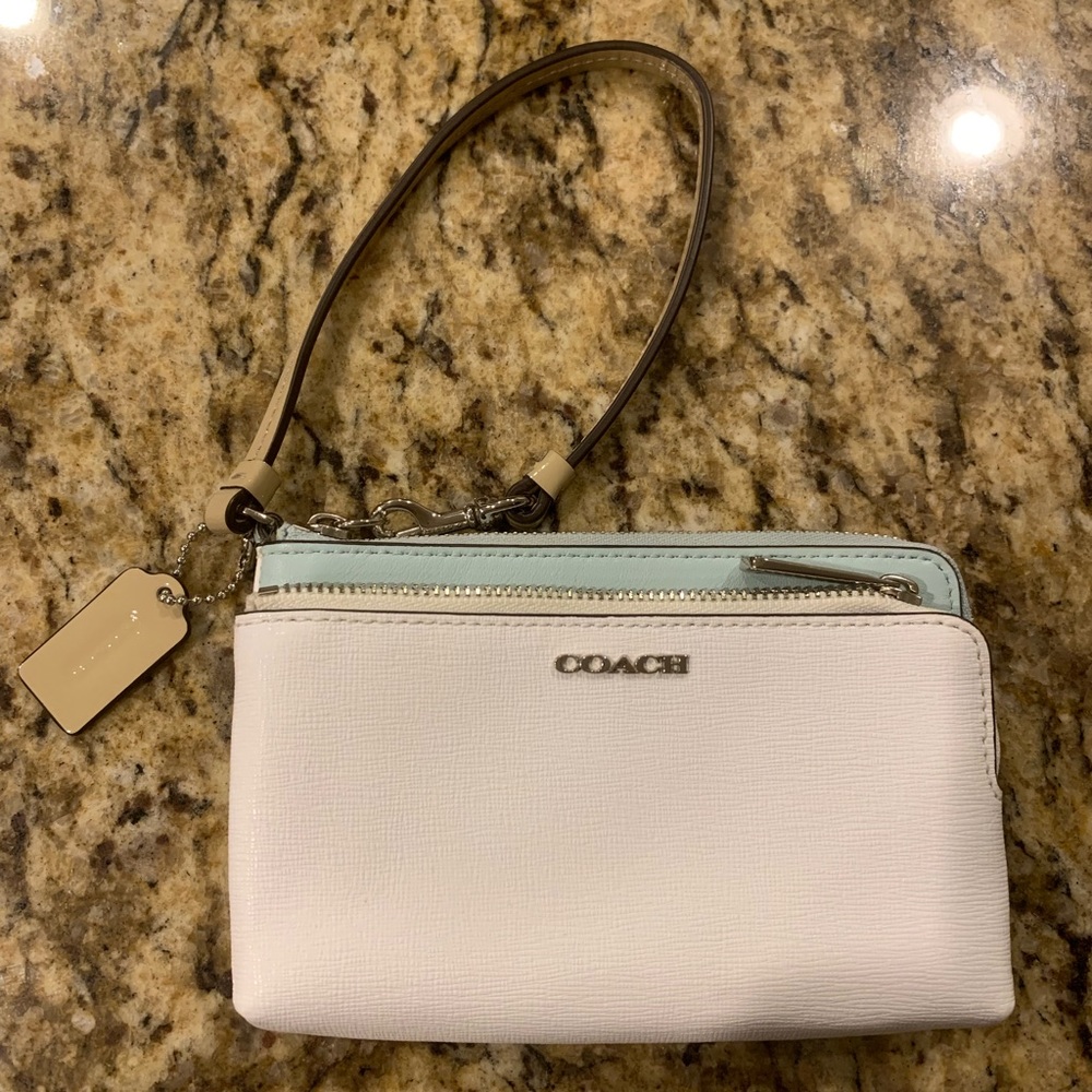 Coach Wristlet White, Blue and Nude